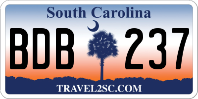 SC license plate BDB237
