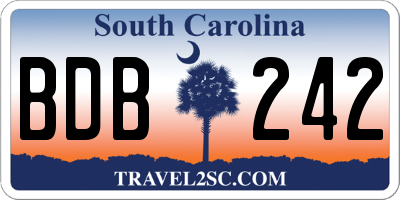 SC license plate BDB242