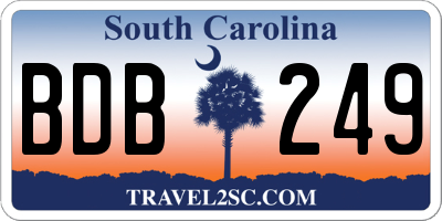SC license plate BDB249