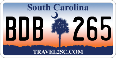 SC license plate BDB265