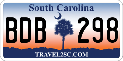 SC license plate BDB298