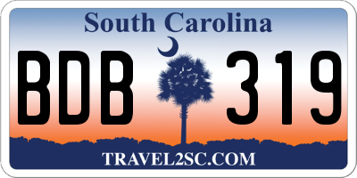 SC license plate BDB319
