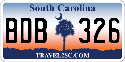 SC license plate BDB326