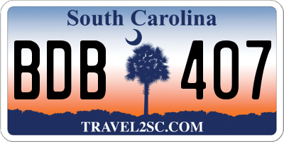 SC license plate BDB407