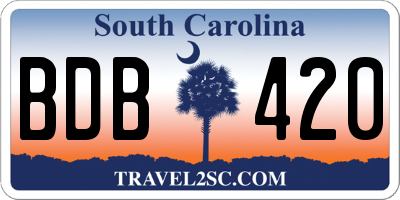 SC license plate BDB420