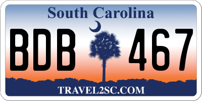 SC license plate BDB467