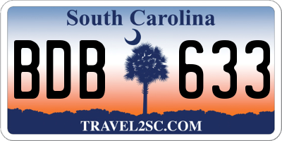 SC license plate BDB633