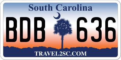 SC license plate BDB636