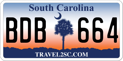 SC license plate BDB664
