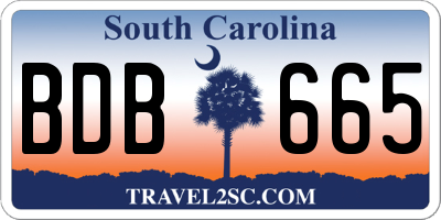 SC license plate BDB665