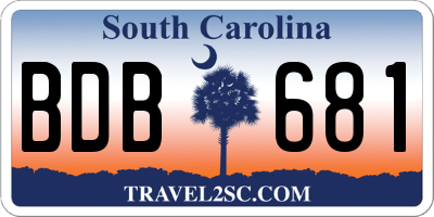 SC license plate BDB681