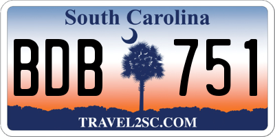 SC license plate BDB751