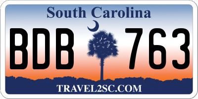 SC license plate BDB763