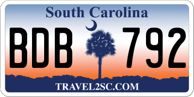 SC license plate BDB792