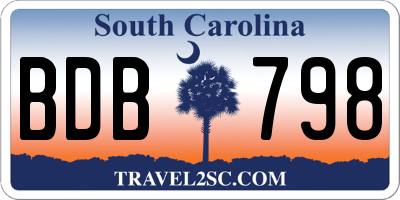 SC license plate BDB798