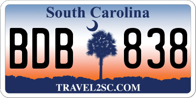 SC license plate BDB838