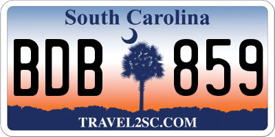 SC license plate BDB859