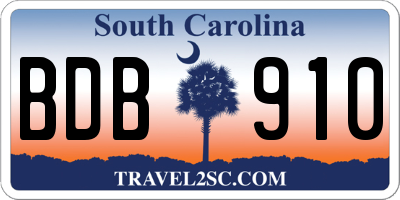 SC license plate BDB910
