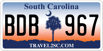 SC license plate BDB967