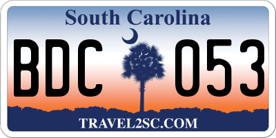 SC license plate BDC053