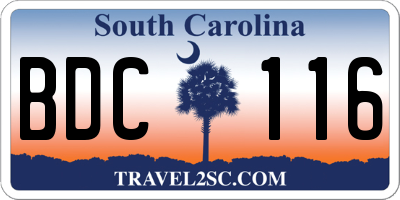 SC license plate BDC116