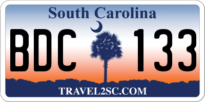 SC license plate BDC133