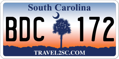 SC license plate BDC172