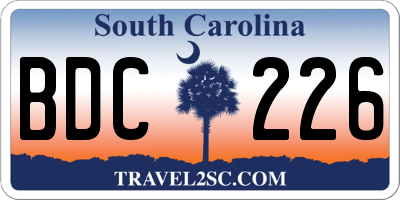 SC license plate BDC226