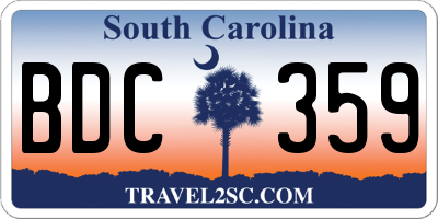 SC license plate BDC359