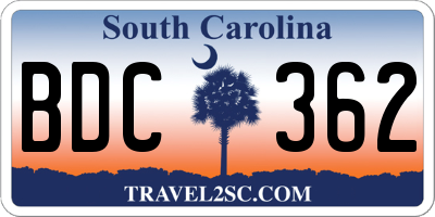 SC license plate BDC362