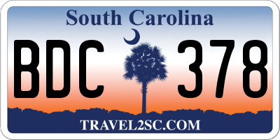 SC license plate BDC378
