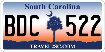 SC license plate BDC522