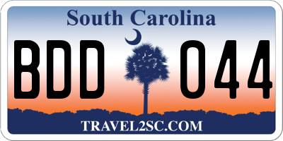 SC license plate BDD044
