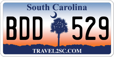 SC license plate BDD529