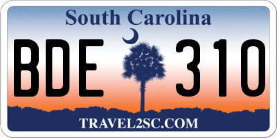 SC license plate BDE310