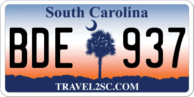 SC license plate BDE937
