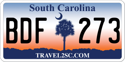 SC license plate BDF273