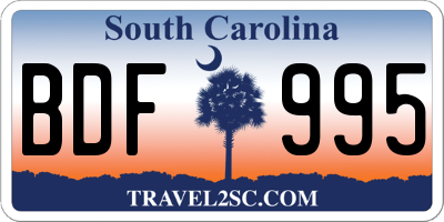 SC license plate BDF995