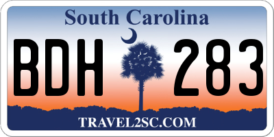SC license plate BDH283