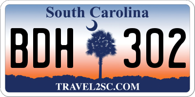 SC license plate BDH302