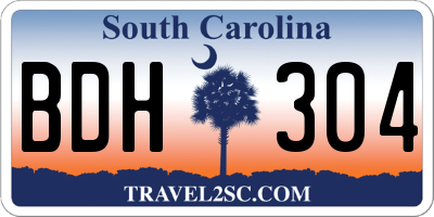 SC license plate BDH304
