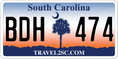 SC license plate BDH474