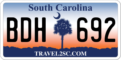 SC license plate BDH692