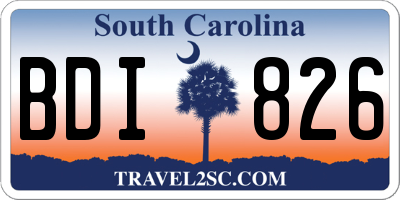 SC license plate BDI826