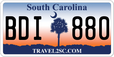 SC license plate BDI880