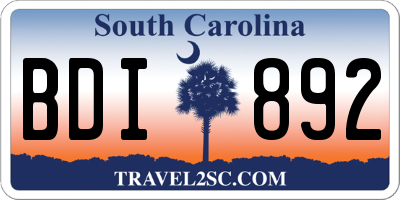 SC license plate BDI892