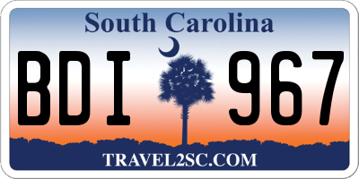 SC license plate BDI967