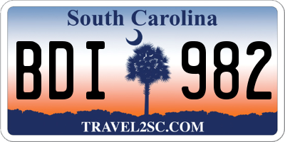 SC license plate BDI982