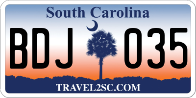 SC license plate BDJ035
