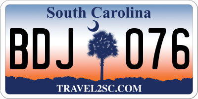 SC license plate BDJ076